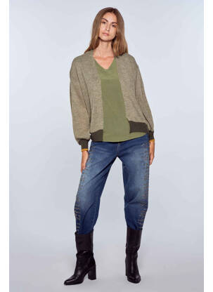 Gilet manches longues vert BELLITA femme