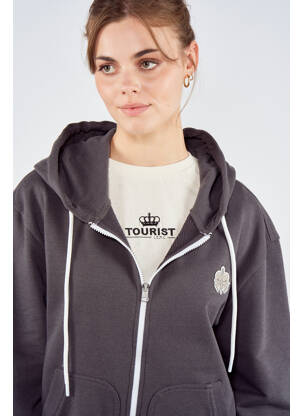 Sweat-shirt à capuche gris TOURIST LEMC femme