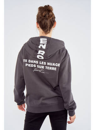 Sweat-shirt à capuche gris TOURIST LEMC femme