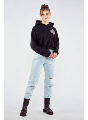 Sweat-shirt à capuche noir TOURIST LEMC femme