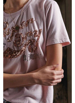 T-shirt rose SUPERDRY femme