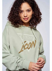 Sweat-shirt à capuche vert GUESS pour femme seconde vue