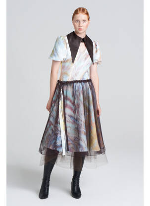 Robe mi-longue marron YOUNG DESIGNERS femme