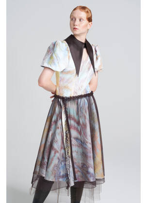Robe mi-longue marron YOUNG DESIGNERS femme