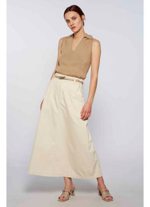 Jupe mi-longue beige YUGEN femme