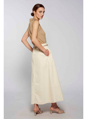 Jupe mi-longue beige YUGEN femme