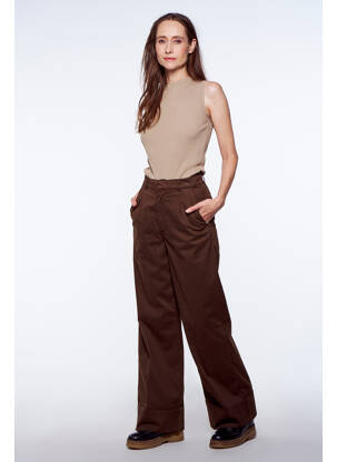 Pantalon droit marron YUGEN pour femme