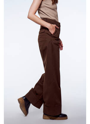 Pantalon droit marron YUGEN femme