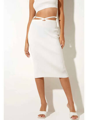 Jupe mi-longue blanc MOTEL pour femme