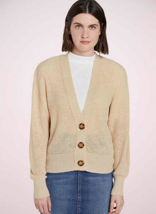 Gilet manches longues beige TOM TAILOR pour femme