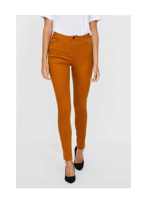 Jeans coupe slim marron VERO MODA pour femme