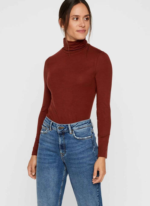 Pull col roulé marron VERO MODA pour femme