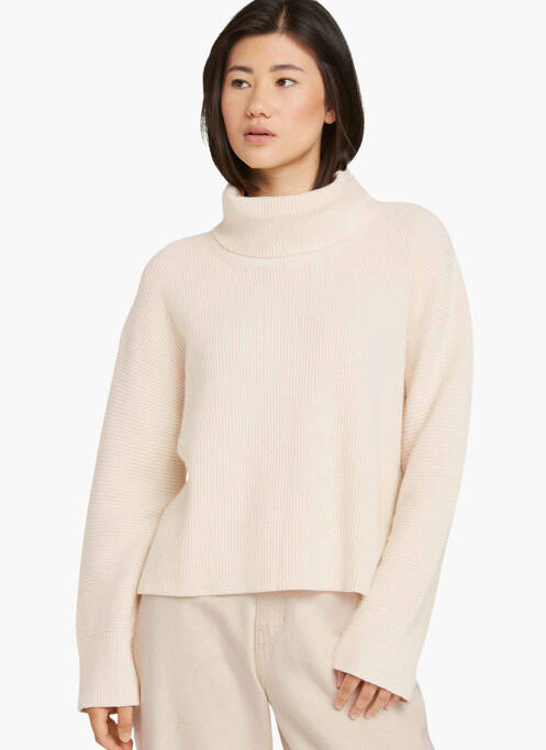 Pull col roulé beige TOM TAILOR pour femme