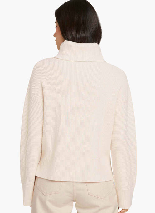 Pull col roulé beige TOM TAILOR pour femme