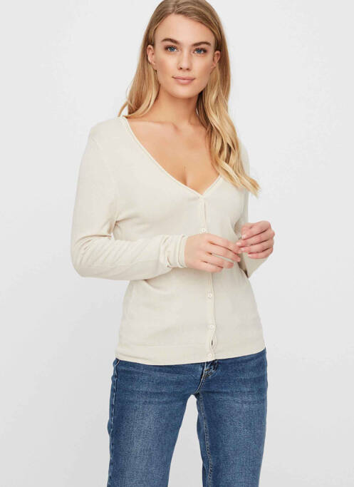 Gilet manches longues beige VERO MODA pour femme
