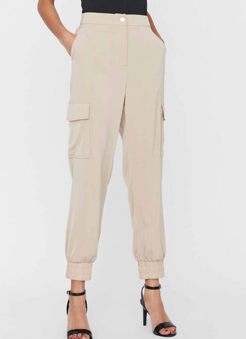 Pantalon cargo beige VERO MODA pour femme