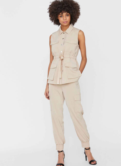 Pantalon cargo beige VERO MODA pour femme
