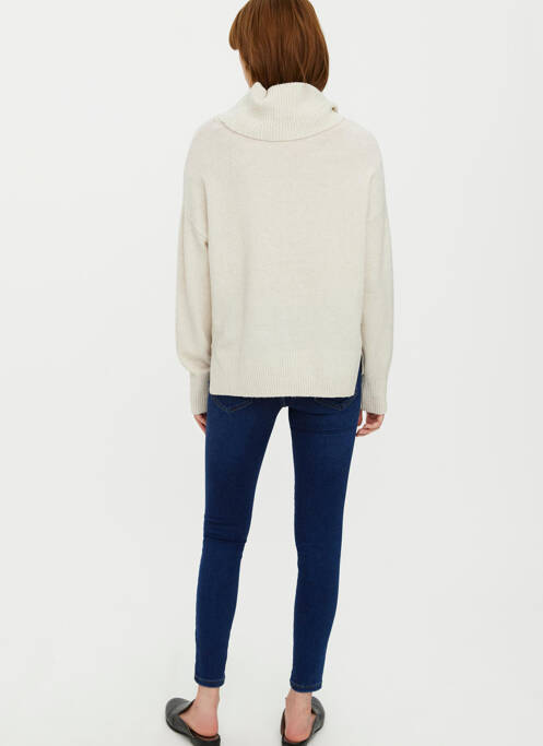 Pull col roulé beige VERO MODA pour femme