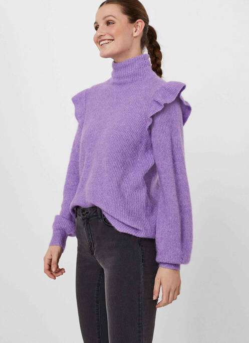 Pull col roulé violet VERO MODA pour femme