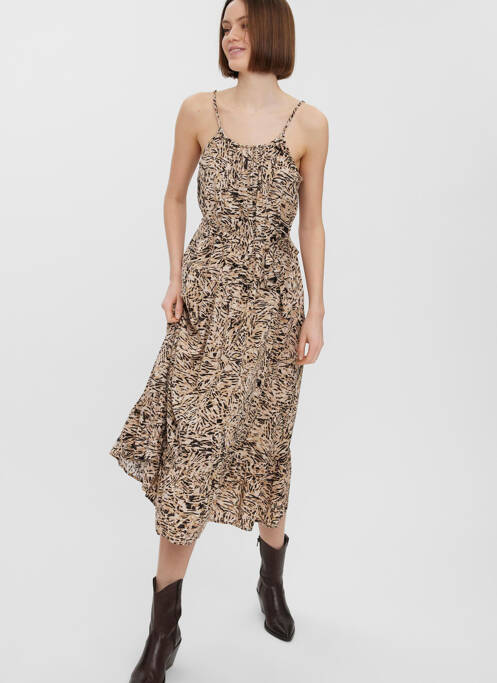 Robe mi-longue beige VERO MODA pour femme