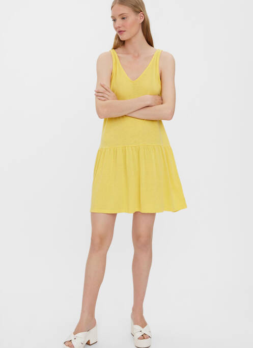 Robe courte jaune VERO MODA pour femme