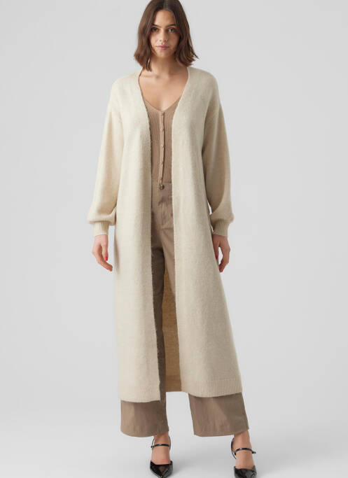 Gilet manches longues beige VERO MODA pour femme