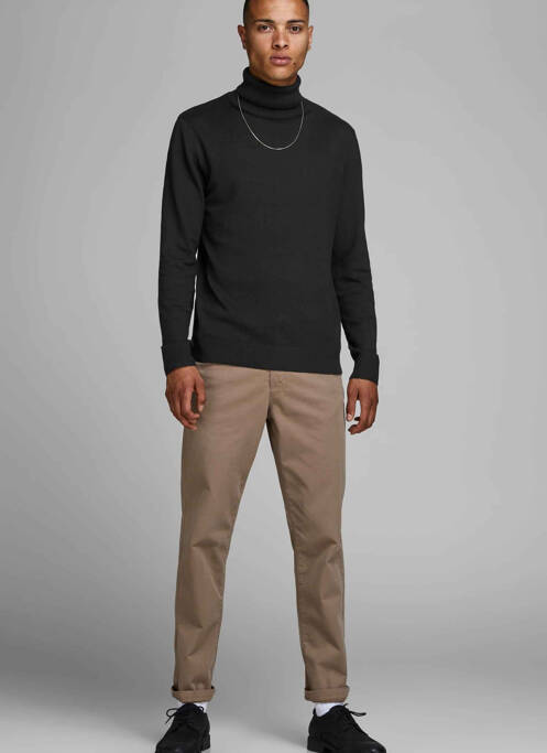 Pull col roulé noir JACK & JONES pour homme