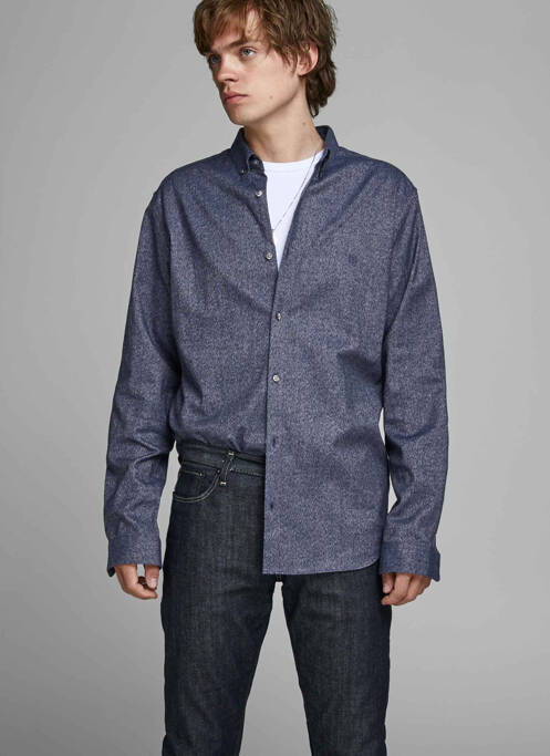 Chemise manches longues bleu JACK & JONES pour homme