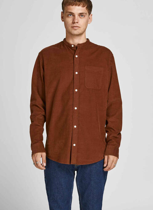 Chemise manches longues marron JACK & JONES pour homme