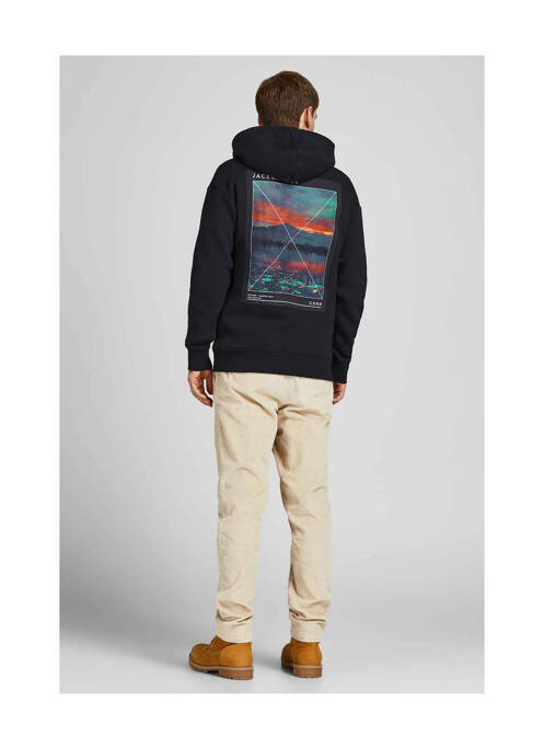 Sweat-shirt à capuche noir JACK & JONES pour homme