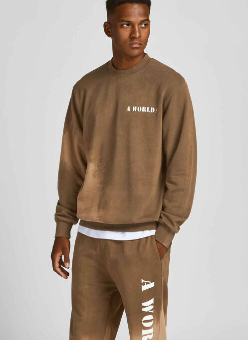 Sweat-shirt marron JACK & JONES pour homme