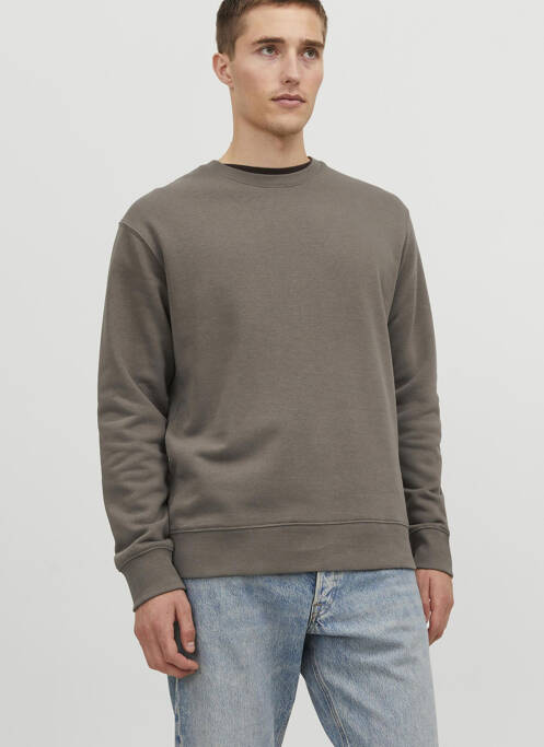 Sweat-shirt marron JACK & JONES pour homme