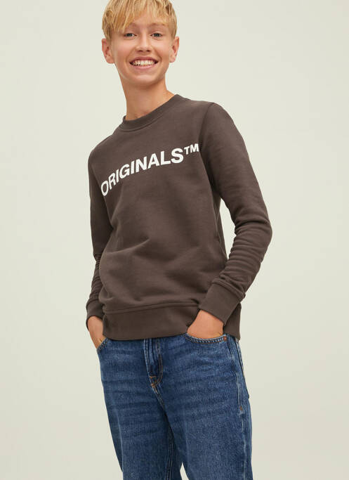 Sweat-shirt marron JACK & JONES pour garçon