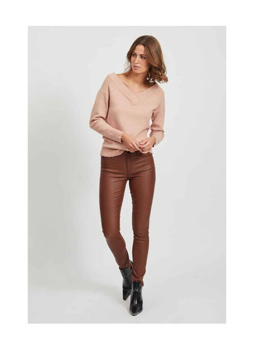 Pantalon slim marron VILA pour femme