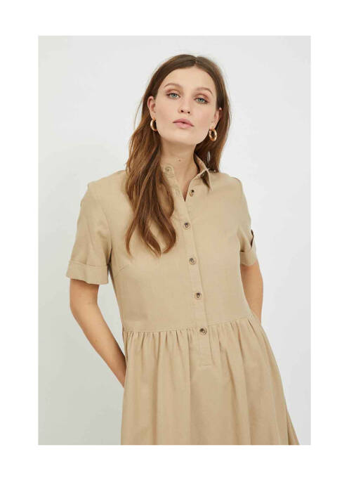 Robe mi-longue beige VILA pour femme
