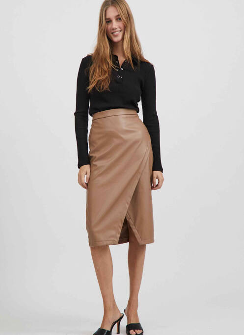 Jupe mi-longue beige VILA pour femme