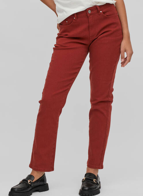 Jeans coupe droite rouge VILA pour femme