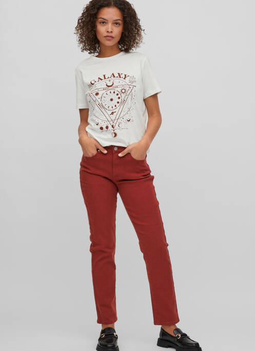 Jeans coupe droite rouge VILA pour femme