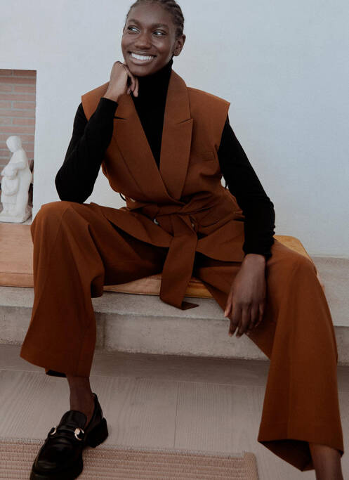 Pantalon large marron VILA ROUGE pour femme