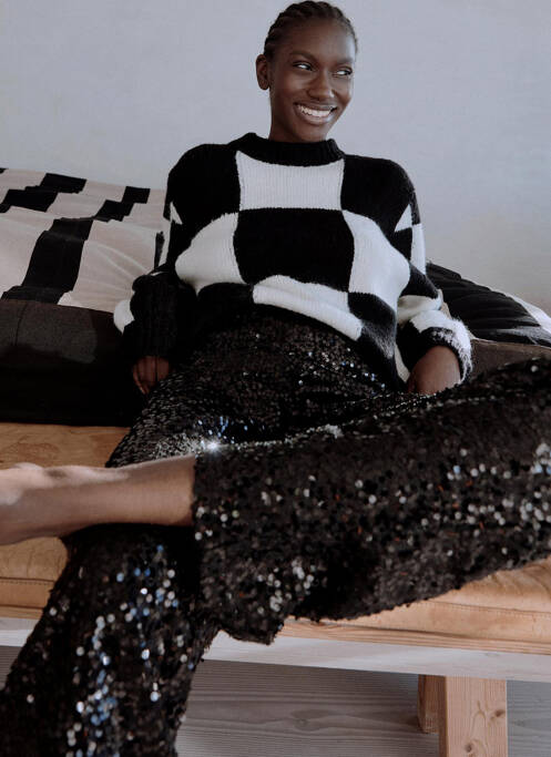 Pantalon droit noir VILA ROUGE pour femme