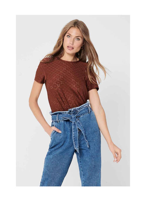 T-shirt marron JACQUELINE DE YONG pour femme