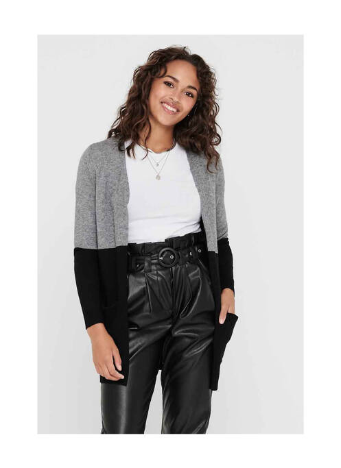 Gilet manches longues gris ONLY pour femme
