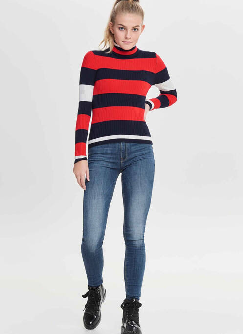 Pull col roulé bleu ONLY pour femme