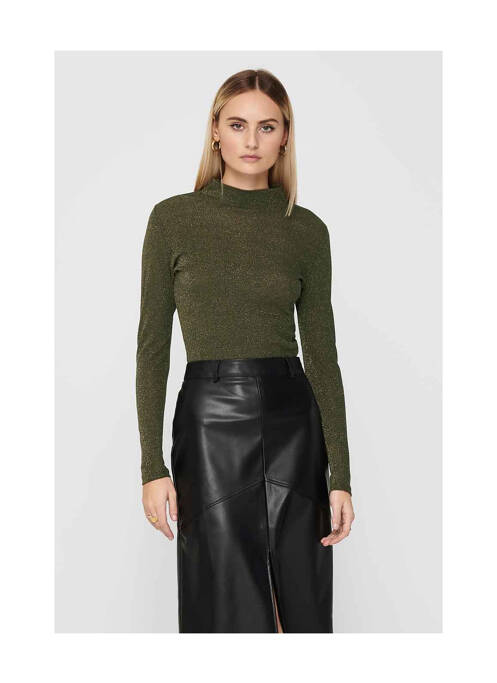 Pull col roulé vert ONLY pour femme