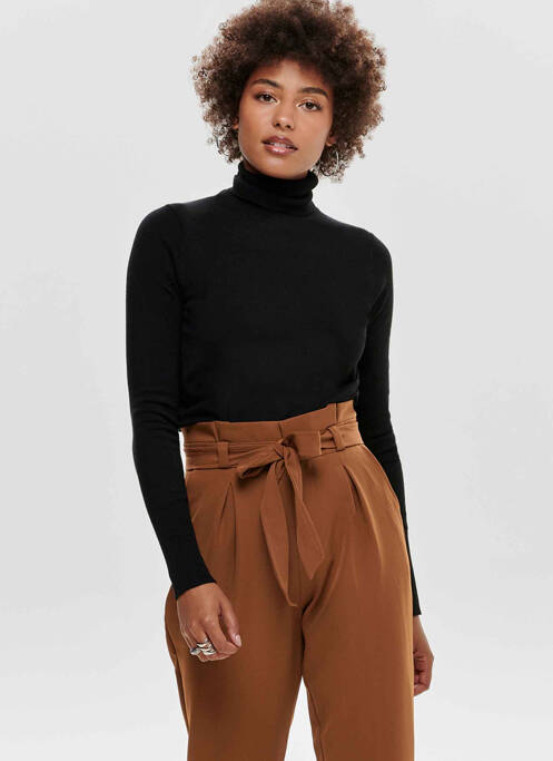 Pull col roulé noir ONLY pour femme