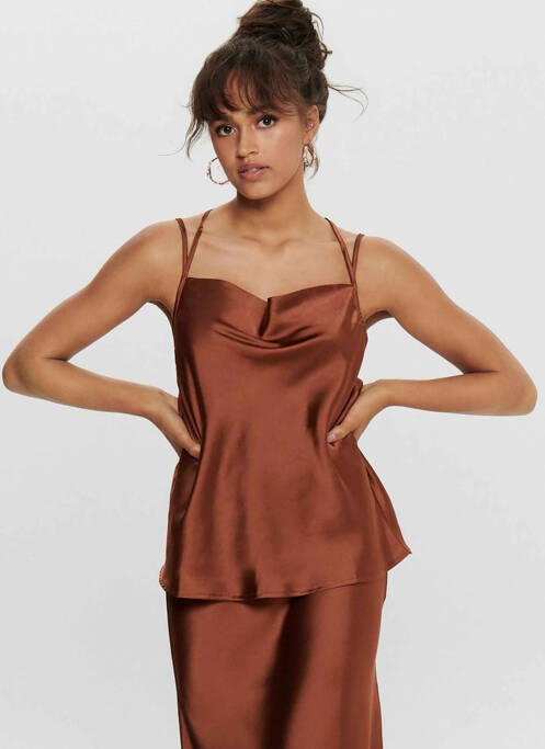 Débardeur marron JACQUELINE DE YONG pour femme