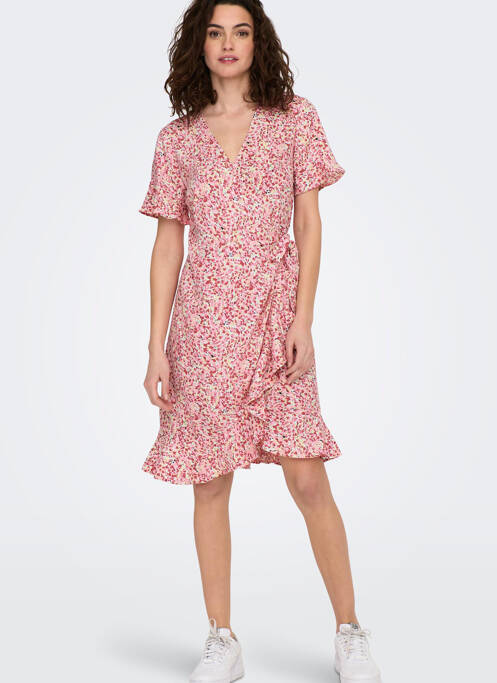 Robe mi-longue rose ONLY pour femme
