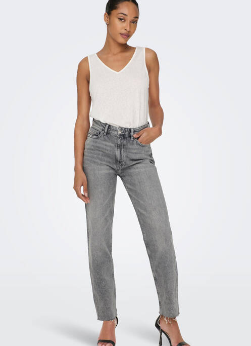 Jeans coupe droite gris ONLY pour femme