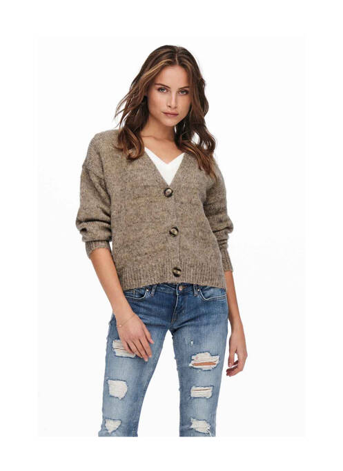 Gilet manches longues marron ONLY pour femme