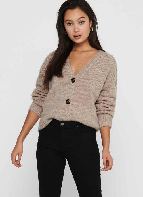 Gilet manches longues beige ONLY pour femme